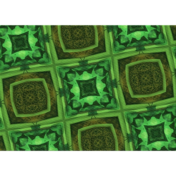 Ahgly Company Indoor Rectangle Patterned Dark Forest Green Area Rugs, 4' x 6'