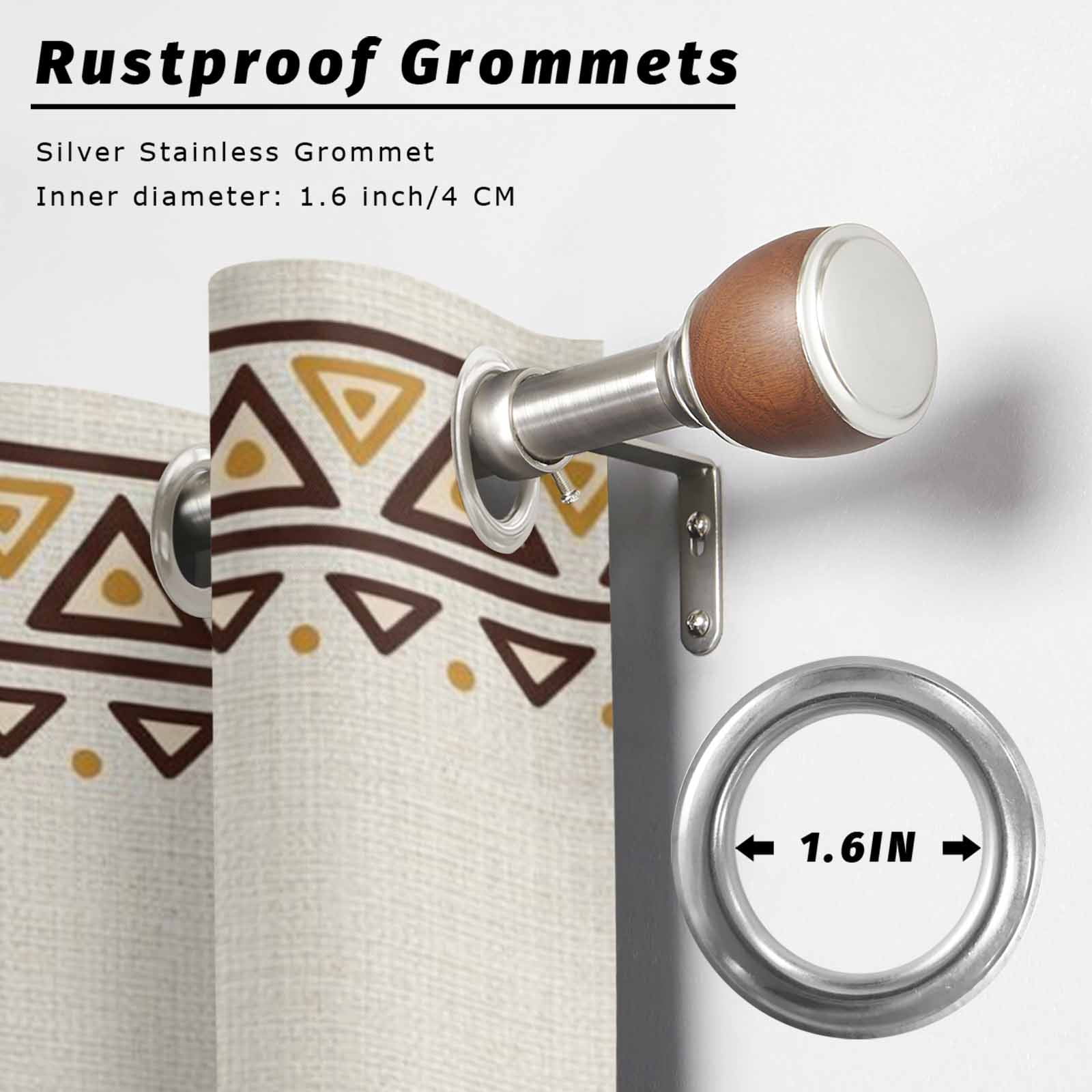 Bohemian Tribal Sunburst Outdoor Curtains for Patio, Boho Mysterious Geometric Brown Sun Symbol Sunshade Privacy Drapes Grommet Waterproof Outside Curtains for Porch/Cabana/Balcony 54"x 108", 1 Panel