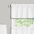 thumbnail image 4 of PowerSellerUSA 3 Pcs Stitch Embroidery Borders Window Kitchen Tier and Valance Set, 58W x 24L inch Polyester Material Long Kitchen Tier and Valance Set with Rod Pocket Holding for Window Decor, White, 4 of 5