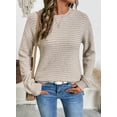 thumbnail image 6 of DOKOTOO Sweaters for Women Long Sleeve Crewneck Sweaters Casual Knit Striped Side Split Pullover Sweater Tops S-2XL, 6 of 11
