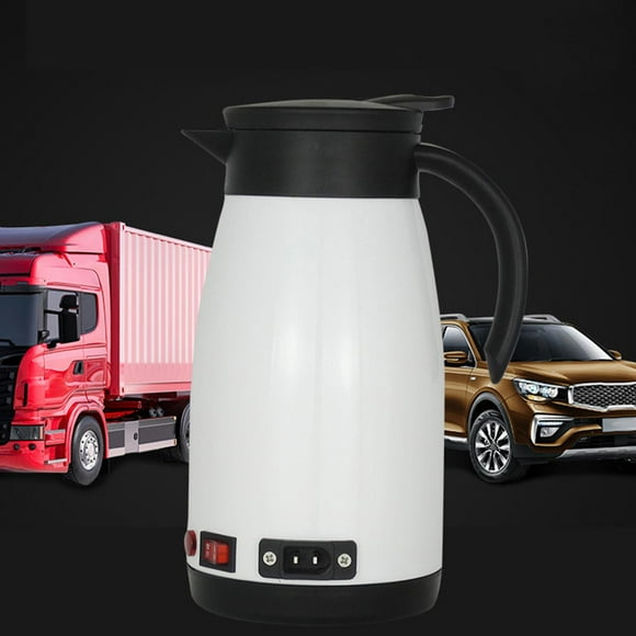 Hervidor de agua eléctrico para camión de coche, tetera eléctrica de 680ml para hervir agua, preparar café, huevos hervidos, tetera sellada Morden, Blanco Soledad Caldera de coche