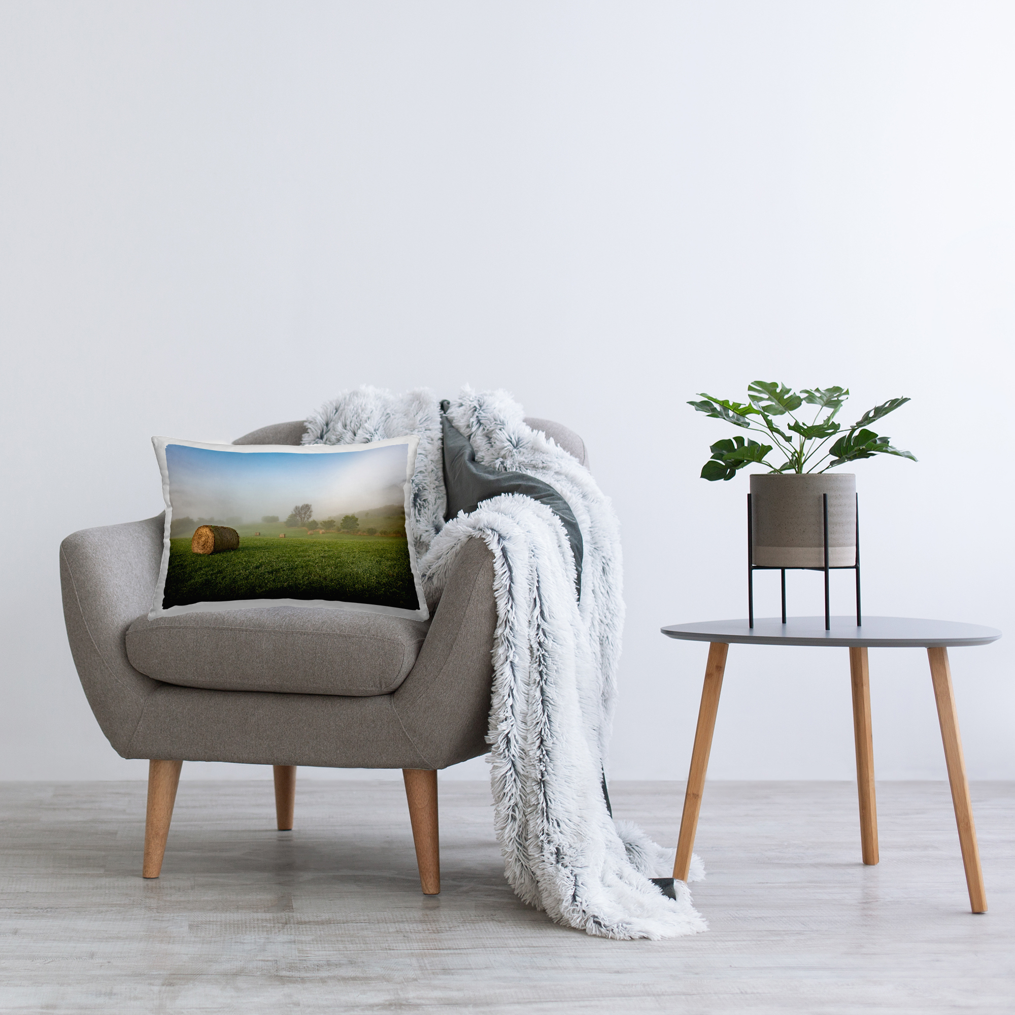 Stupell Industries Hay Bales Country Horizon Decorative Printed Throw Pillow Design by Marty Hulsebos.
