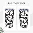 thumbnail image 4 of Kll Seamless Pattern Cute Panda Stainless Stainless Steel Vacuum Insulated Coffee Cup 20 Oz Lids And Straws,1 Metal Straws,1 Cleaning Brush, 4 of 9