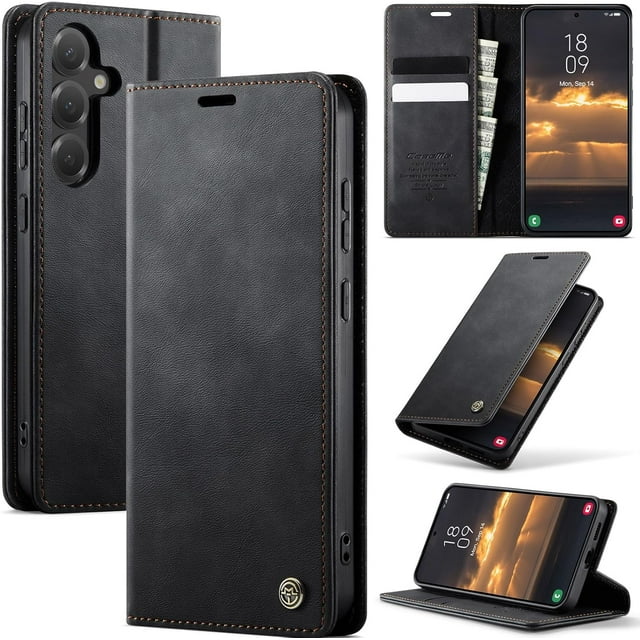 Funda tipo cartera para Samsung Galaxy S24 Plus, de piel, con tarjetero, soporte, cierre magnético y protección RFID de TPU a prueba de golpes, compatible con S24 Plus