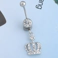 thumbnail image 3 of Imperial Crown Shape Rhinestone Navel Ring Anti allergy Piercing Body Jewelry, 3 of 8