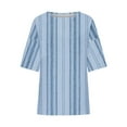 thumbnail image 4 of Xihbxyly Women 3/4 Sleeve Shirts Womens 3/4 Sleeve Cotton Linen Tops Casual Loose Fit Cute Daisy Print T Shirts Summer Round Neck Pullover Blouses Trendy Lightweight Soft Plus Size Tops, 4 of 4