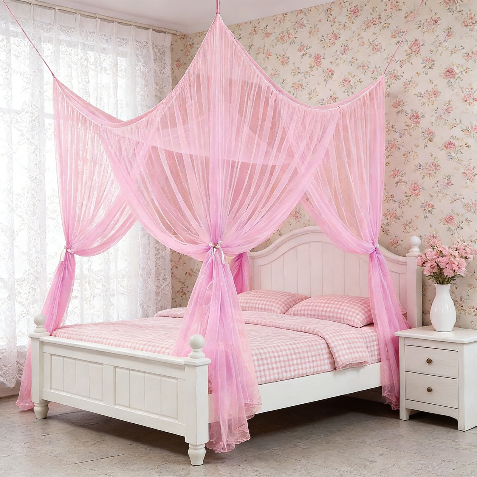 Four-Sided Mosquito Net,Indoor Outdoor Bed Net,Mesh Bed Cover,Twin Size Mosquito Net,Breathable Sleep Net,Home Protection,Easy Install Mosquito Curtain,Bed Canopy Net,Anti-Insect Net
