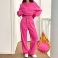 thumbnail image 5 of Women's Oversized 2 Piece Sweatsuit Set Hoodie Wide Leg Sweatpants Casual Lounge Outfit Hot Pink M, 5 of 7