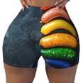 thumbnail image 2 of Daiia Rainbow Sausages On Dark Slate Pattern Women's Workout Shorts Biker Shorts - High Waisted Workout Spandex Tummy Control Gym Running Yoga Shorts-XX-Large, 2 of 8