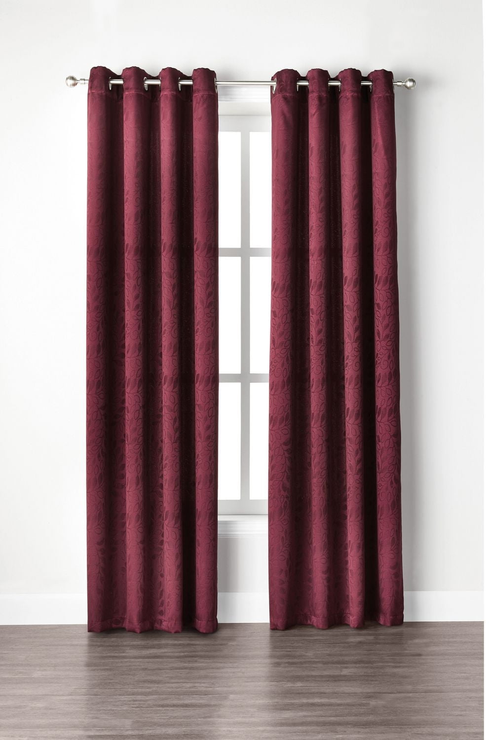 Mainstays Leaf Jacquard Window Curtain Wine