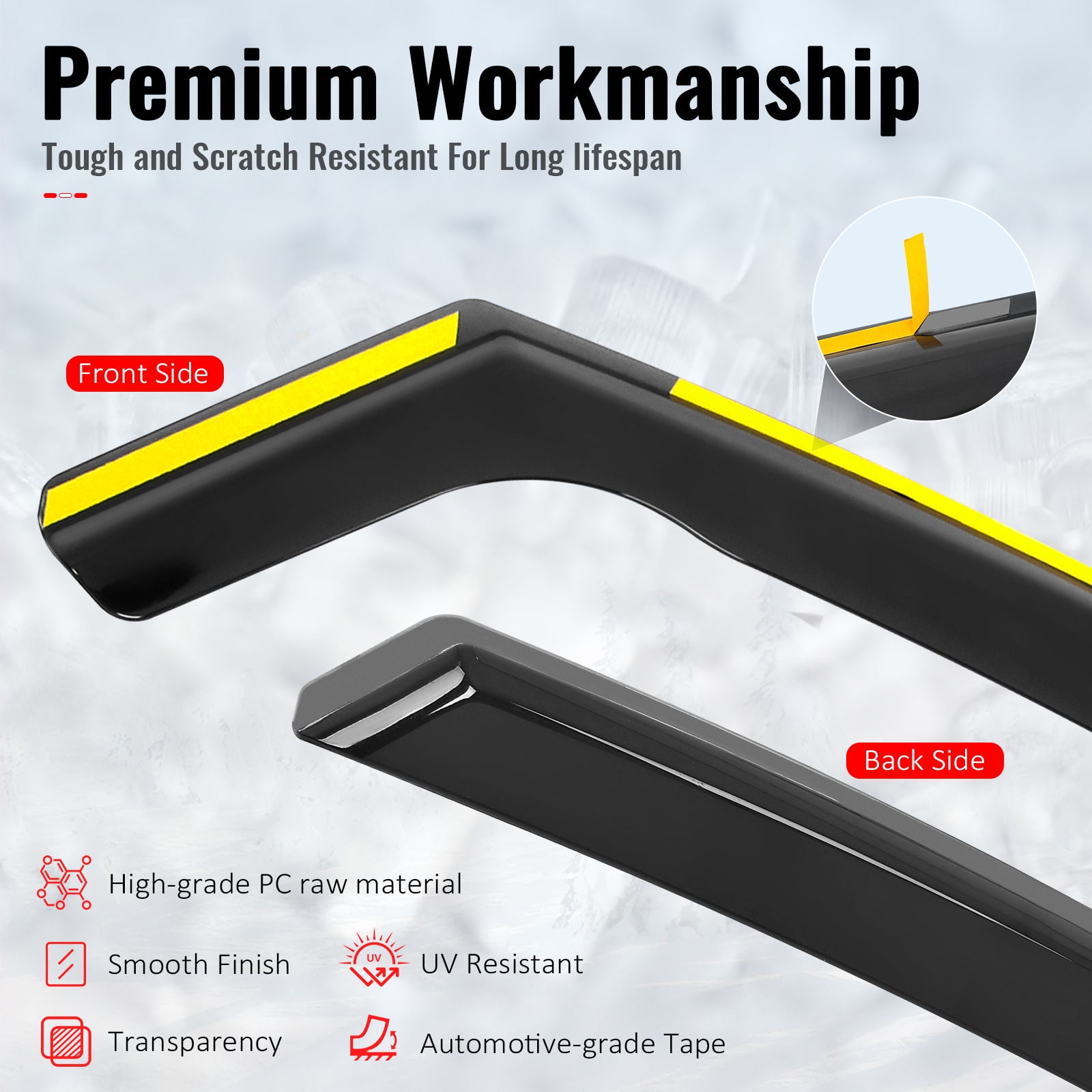 Ikon Motorsports In-Channel Window Visors Rain Guards Deflectors for 2022-2026 Lexus NX250 NX350 NX350h NX450h+, PC Polycarbonate 4PCS