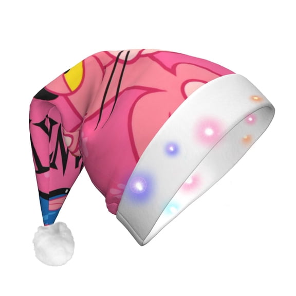 Pink Panther Christmas Hat, Led Santa Hats For Adults Holiday Xmas Hat For New Year Festive Party