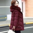 thumbnail image 3 of Chaqueta acolchada de algodón para mujer, abrigo de otoño e invierno, largo, pequeño, para personas de mediana edad y mayores, 3 of 5