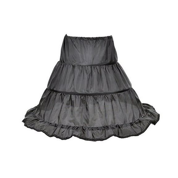 HOKARUA Girls' Petticoat 3 Half Wedding Flower Girl Crinoline Skirt (Black)