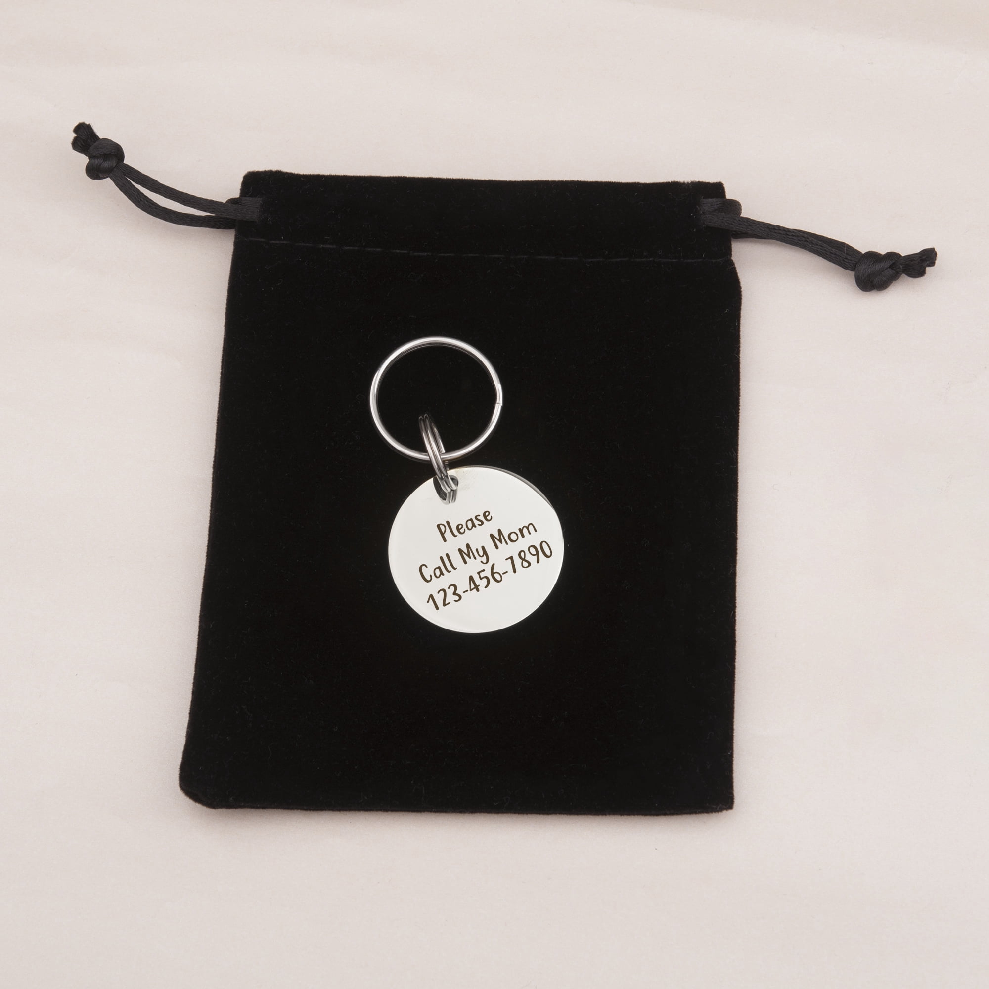 Anavia Stainless Steel Double Sided Round Name - Icon Engraved Dog & Cat ID Tag, Silver, M