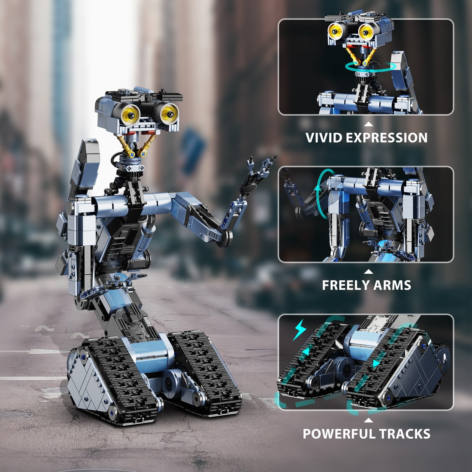 Johnny 5 RC Robot Model Toys, Johnny 5 Robot Building Block Set Compatible for Lego, Stem Educational Gift Set for Age 6 7 8 9 10 11 12+ Boys Girls(1176 Pcs)