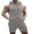 thumbnail image 1 of Hommes Été Ensemble Solide Couleur Débardeurs à Capuche Sans Manches Shorts, 1 of 6