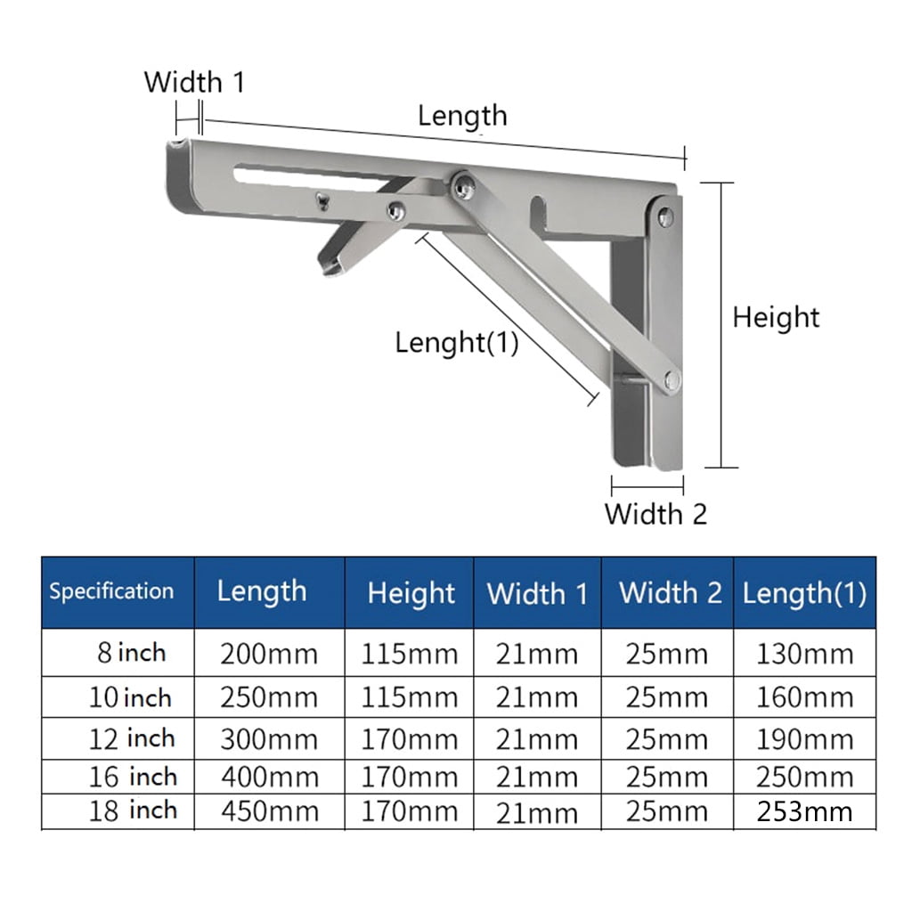 1 Pair Folding Shelf Brackets L-Angle Wall Mounted Brackets Metal Shelf Brackets & Supports Floating Shelf Hardware