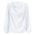 thumbnail image 4 of AJHSAKLt Blouses for Women Dressy Casual Women's Blouse Ruffle Folds V Neck Tops Chiffon Shirt Loose Long Sleeve Shirts for Women White, 4 of 4