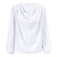 thumbnail image 3 of Blusa de gasa para mujer con cuello en V, volantes, pliegues y mangas acampanadas, blusa holgada informal para otoño, 3 of 4