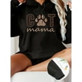 thumbnail image 7 of Women's Plus Size Cat Mama Graphic Hoodie - Soft Stretch Polyester Pullover with Paw Print Design, Cozy Long Sleeve Hooded Sweatshirt for Fall Winter, Machine Washable Casual Clothing, Cat Hoodie, 7 of 7