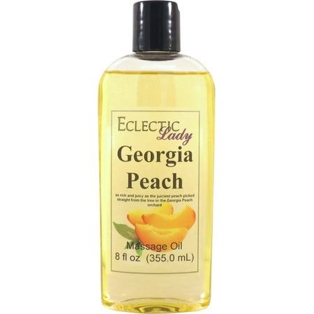Georgia Peach Massage Oil by Eclectic Lady, 8 oz, Sweet Almond Oil and Jojoba Oil