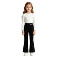 thumbnail image 2 of Tfken Child Soft Comfy Pants School Daily Wear Flare Yoga Legging Pants Girls High Waist Stretch Print Kids Breathable Clothes Size 9-10 Years Black, 2 of 5