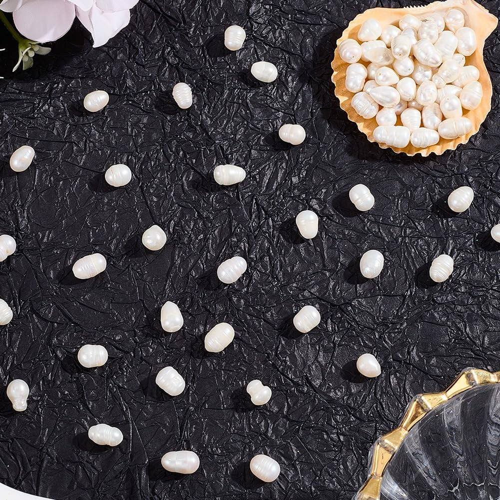1 Box 100PCS Ivory Baroque Rice Oval Shaped Pearl Beads with Holes Natural Cultured Freshwater Summer Irregular Loose Pearls Bead Bulk for Jewelry Making Bracelets Necklace Diy Craft Supply