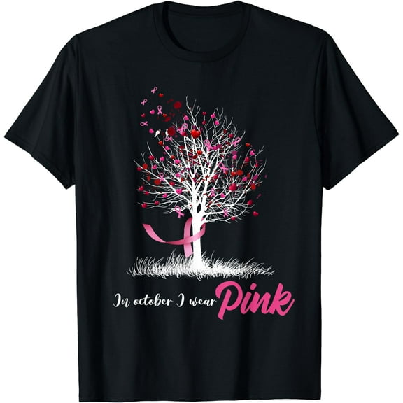 In October We Wear Pink Tree Breast Cancer Awareness T-Shirt