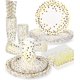 thumbnail image 1 of Vajilla desechable de 125 piezas, vajilla para fiesta de cumpleaños, vajilla desechable, juego de decoración de cumpleaños, incluye platos de papel, servilletas, pajita, boda, 1 of 5