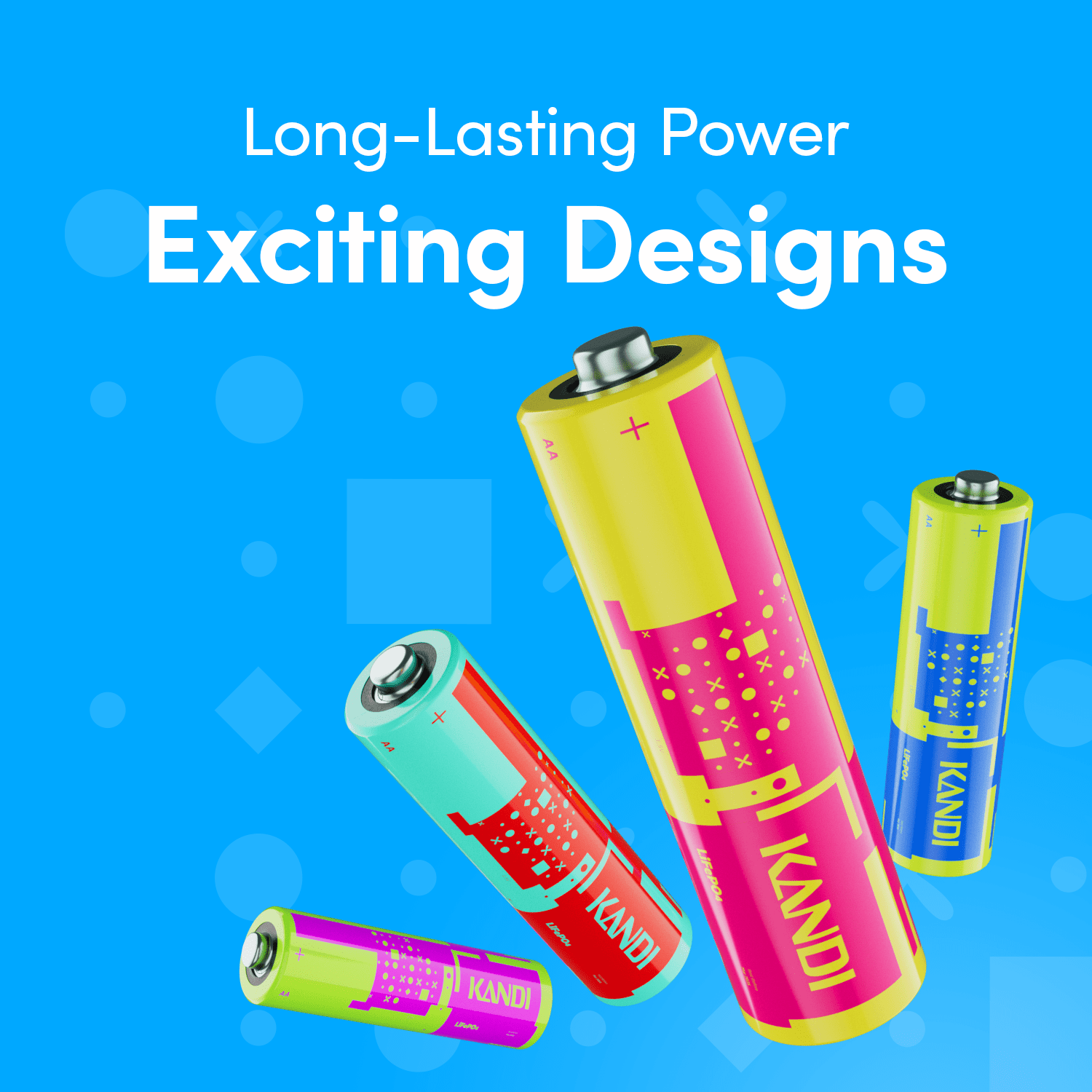 Kandi AA Lithium Rechargeable Batteries 8 Pack-Digital
