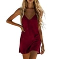 thumbnail image 5 of ZQUUVOU Mini Dresses for Women Linen Cotton Camisole Adjustable Spaghetti Strap Mini Dresses Loose Flowy Beach Vacation Burgundy, 5 of 7