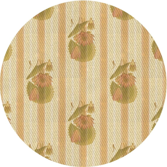 Ahgly Company Indoor Round Patterned Orange Gold Area Rugs, 7' Round