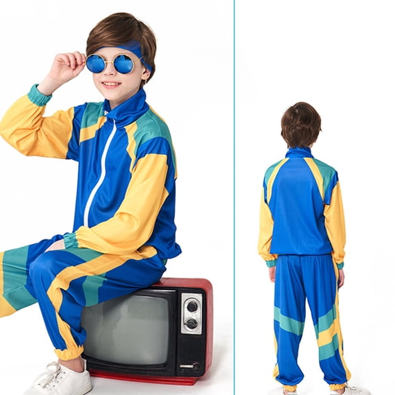 HAYIMI Kids 80s 90s Retro Windbreaker Set Girls Workout Outfit Track Suit For Girls Boho Child O-Neck Cartoon Clothes Sets