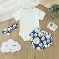 thumbnail image 4 of Cathalem Girls Summer T-Shirt and Shorts Set Ruffle Tops and Shorts 2PC Clothing Set,White 100, 4 of 5