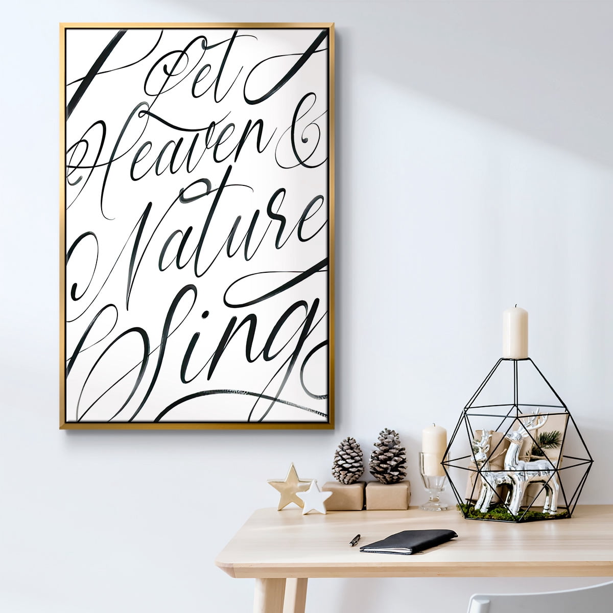 Heaven and Nature - Framed Gallery Wrapped Holiday Canvas - 25 x 37 - Gold Frame
