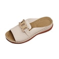 thumbnail image 2 of Xdegoge Women's Flat Slide Sandals Open Toe Summer Shoes Metal Buckle Slip On Casual Beach Vacation Cozy Daily Walking Footwear, 2 of 9