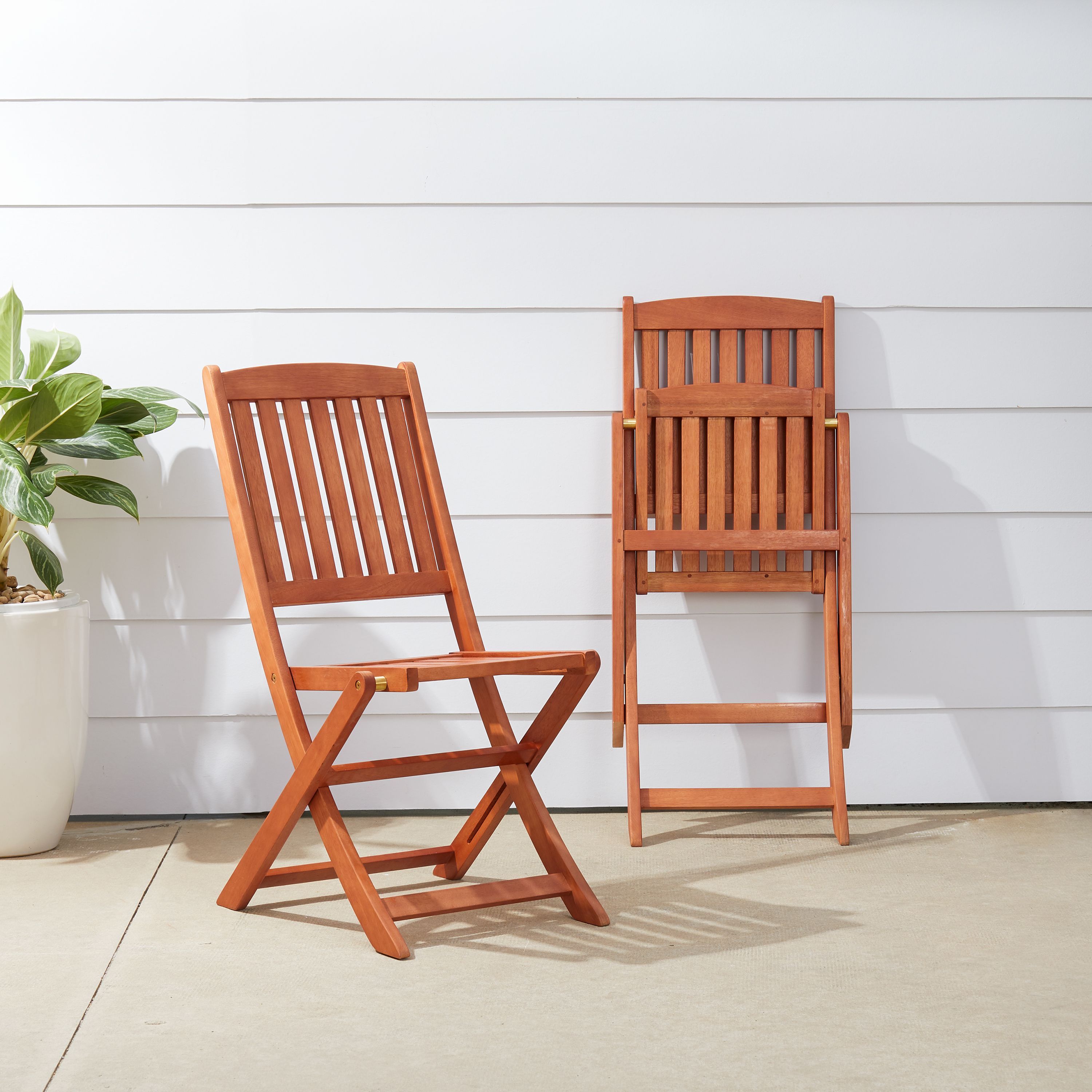 Malibu Outdoor Patio 3-Piece Wood Dining Set with Folding Chair - image 2 of 6