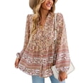 thumbnail image 2 of Blusas de manga larga con estampado floral, camisas bohemias casuales para mujer, blusas sueltas de manga larga, camisas bohemias con estampado floral de primera calidad, 2 of 6