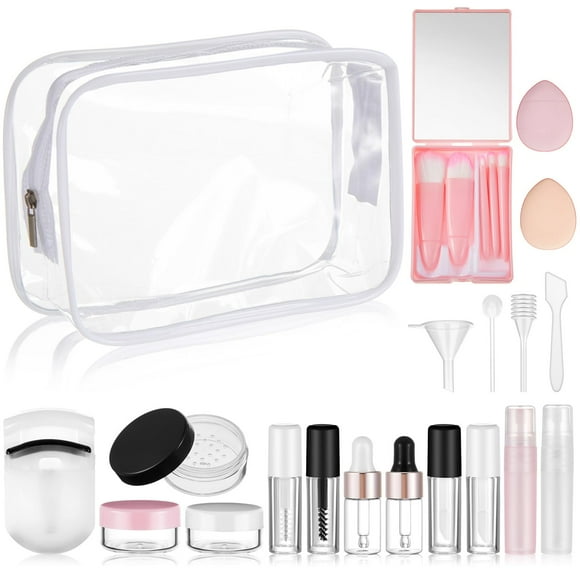 Set de envases de maquillaje de viaje Maxdot con brocha y botellas x20