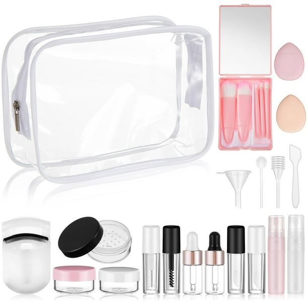 Set de envases de maquillaje de viaje Maxdot con brocha y botellas x20
