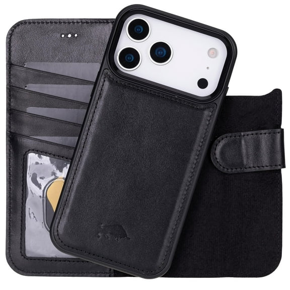 VENOULT Detachable Wallet Case for iPhone for 17 Pro Max, 4 Card Holder Buesiness Style Folio Cover, Man or Women, Compatible with MagSafe, RFID, Full Grain Genuine Leather, Handmade