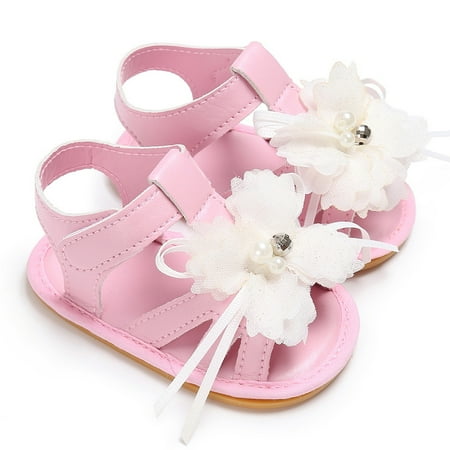 

nsendm Girls Sandals Flowers Soft Sole Toddler Shoes Sandals Princess Shoes Fish Mouth Open Toe Girls Sandals Size 3 Big Girls Pink 6 Months