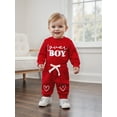 thumbnail image 4 of BemeyourBBs Newborn Baby Boys Valentines Day Outfits Long Sleeve Lover Boy Letters Embroidery Romper with Pants 2Pcs Spring Clothing Set, 4 of 9