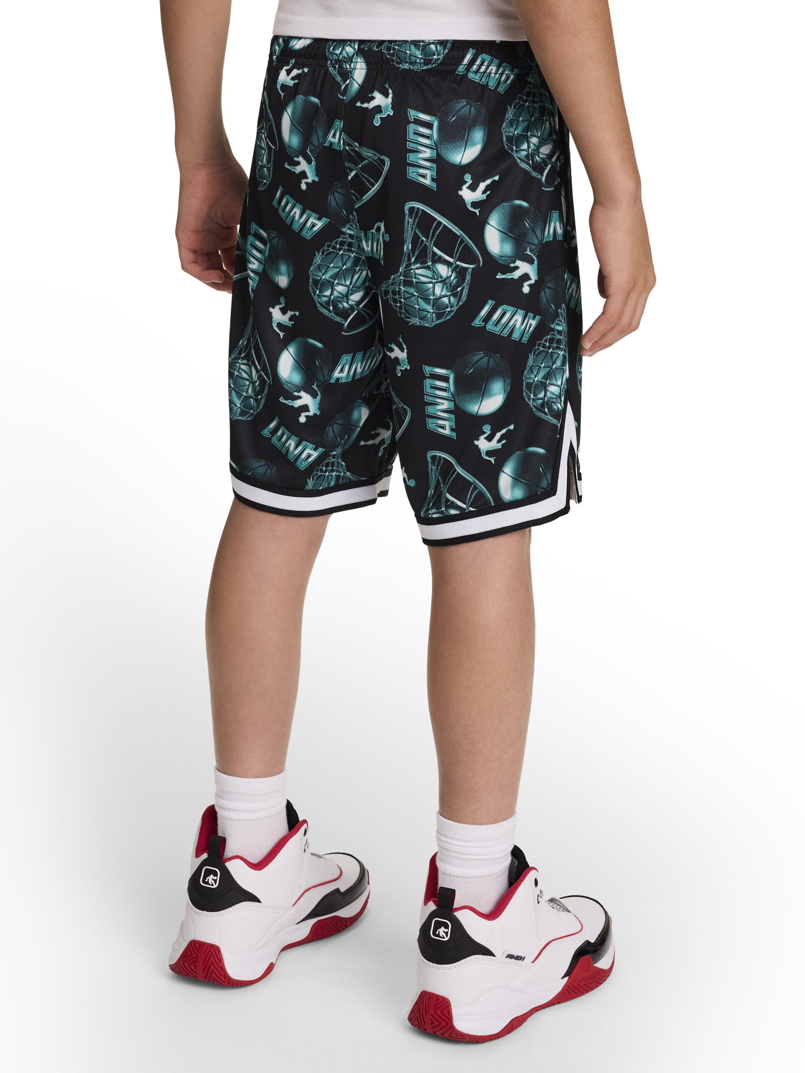 AND1 Boy's Athletic Platinum Short, 7" Inseam, Sizes 4-18