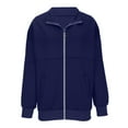 thumbnail image 4 of Usmixi 2023 Sweatshirt Coat for Women Winter Sweatshirt Jacket for Women Casual Solid Long Sleeve Stand Collar Coat Trendy Zip up Oversized Ladies Girls Outerwear with Pocket Weekly, 4 of 4