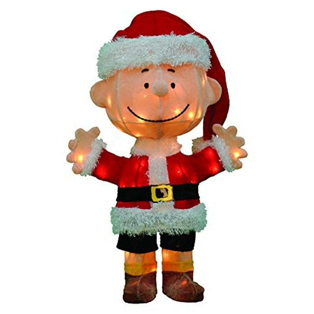 Productworks 24Inch PreLit 3D Peanuts Santa Charlie Brown Christmas