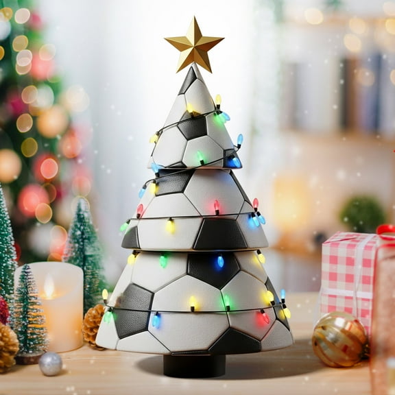 Fwttom Small Christmas Tree, Cute Table Top Artificial Christmas Tree with LED Lights, Mini Christmas Tree for Holiday, Party, Xmas Home Decor