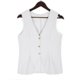 thumbnail image 5 of ICHUANYI Clearance Women's Two Piece Solid Cotton Linen Short Sleeve V Neck Open Back Tops And Pants Set(White, XL) ICHUANYI WER2023080806025, 5 of 8