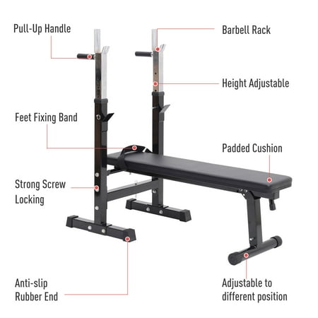 Adjustable Weight Bench Folding Lifting Flat Incline Black